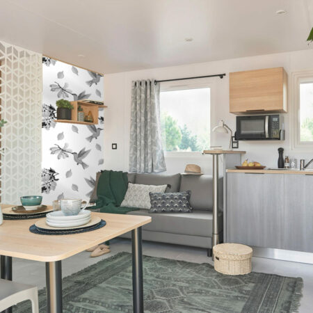 Fresque murale motif colibri vintage pas cher mobil home - gris