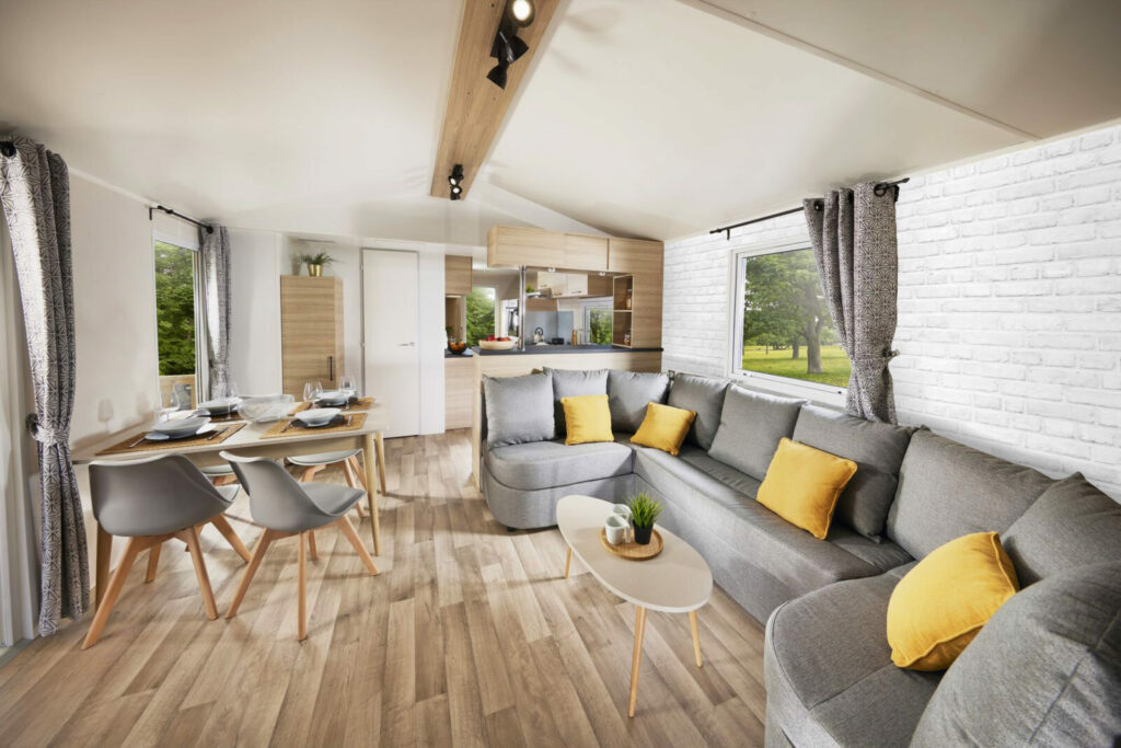 vente papier peint stickers mural imitation brique design industriel sur-mesure haut de gamme mobil-home salon