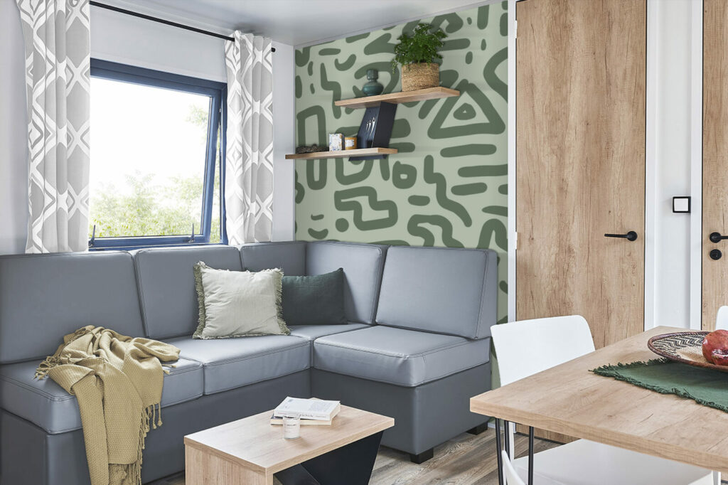 vente de collection murale abstraite tendance sur-mesure pas cher mobil-home - kaki