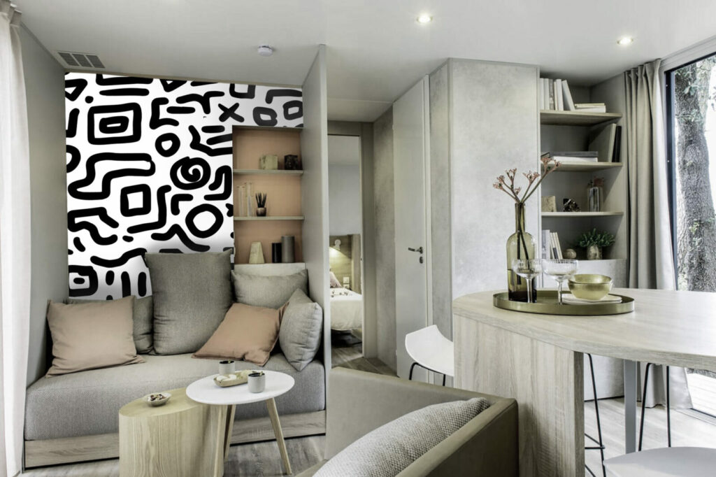 vente de collection murale abstraite tendance sur-mesure pas cher mobil-home - noir