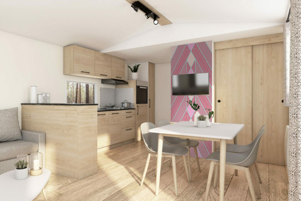 acheter papier vinyle imprimé mural géométrique rétro personnalisé abordable mobil-home salle de vie