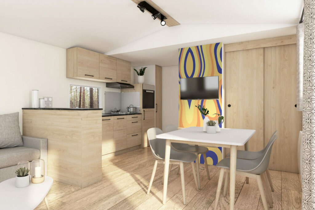 acheter tapisserie pré encollée panoramique colorée art déco originale sur-mesure prix abordable cuisine mobil-home