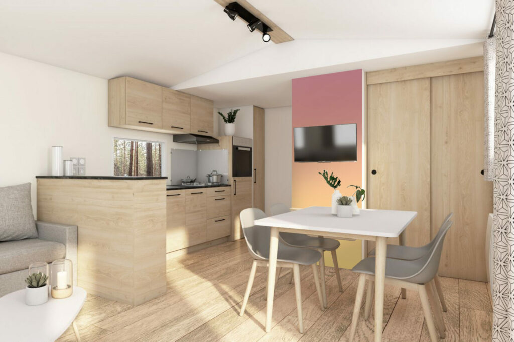 Papier peint intissé dégradé pop abordable mobil home - rose orange