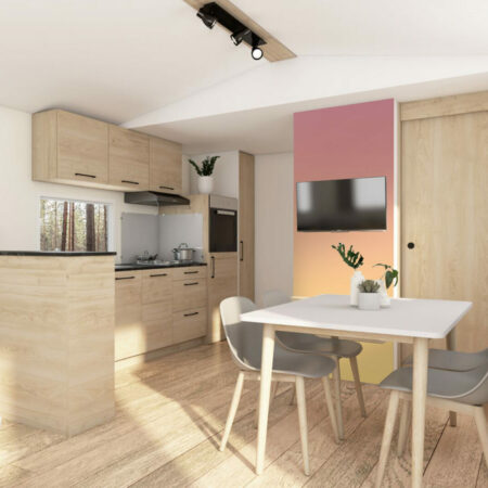 Papier peint intissé dégradé pop abordable mobil home - rose orange