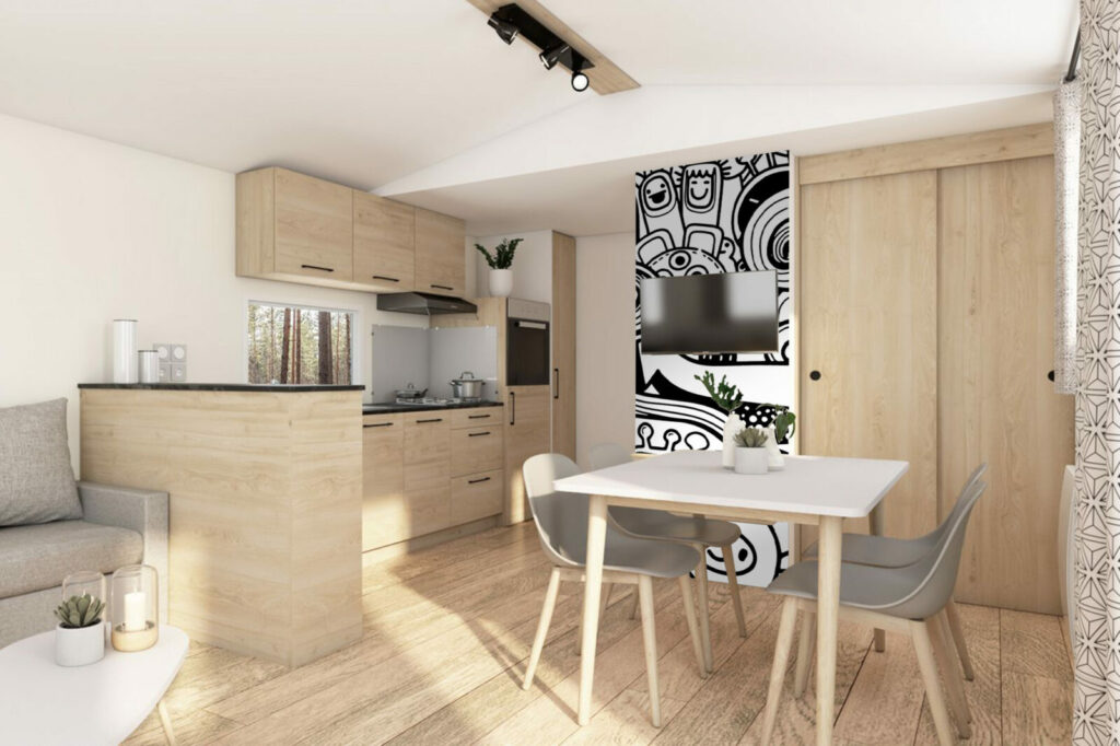 papier peint tendance collection style doodle mignon mobil home - noir