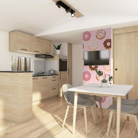 livraison rapide collection tapisserie pré encollée mural moderne pop donuts gourmand sur-mesure abordable mobil-home cuisine