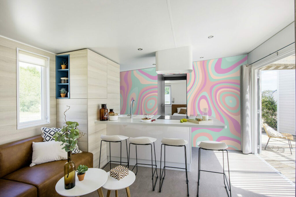 acheter tapisserie pré encollée panoramique colorée art déco originale sur-mesure prix abordable cuisine bar maison