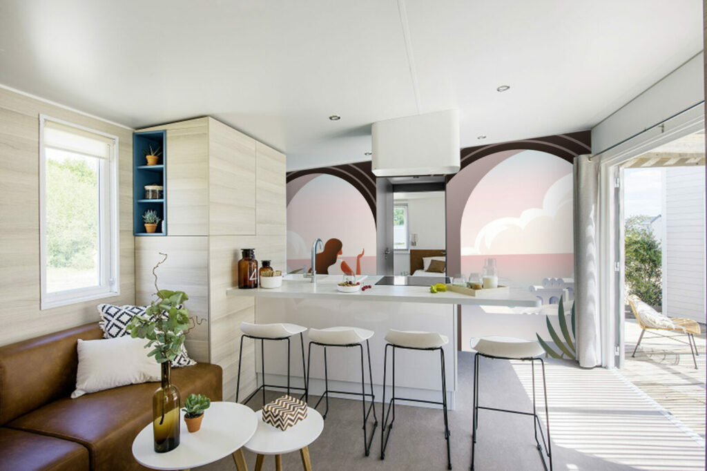 acheter fresque murale intissé trompe-l'œil pop paysage panoramique Grèce colonnes personnalisé pas cher maison cuisine