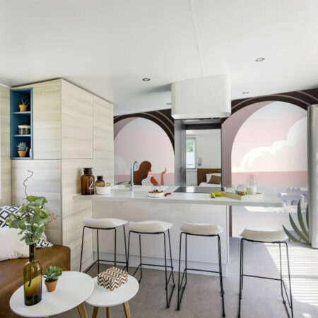 acheter fresque murale intissé trompe-l'œil pop paysage panoramique Grèce colonnes personnalisé pas cher maison cuisine