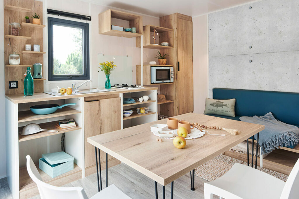 acheter papier peint collection repositionnable moderne imitation plaque béton personnalisable meilleur prix mobil-home pièce de vie