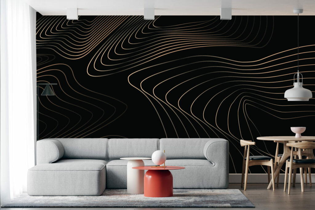 tapisserie intissé tendance minimaliste de ligne et ondulation pas cher salon