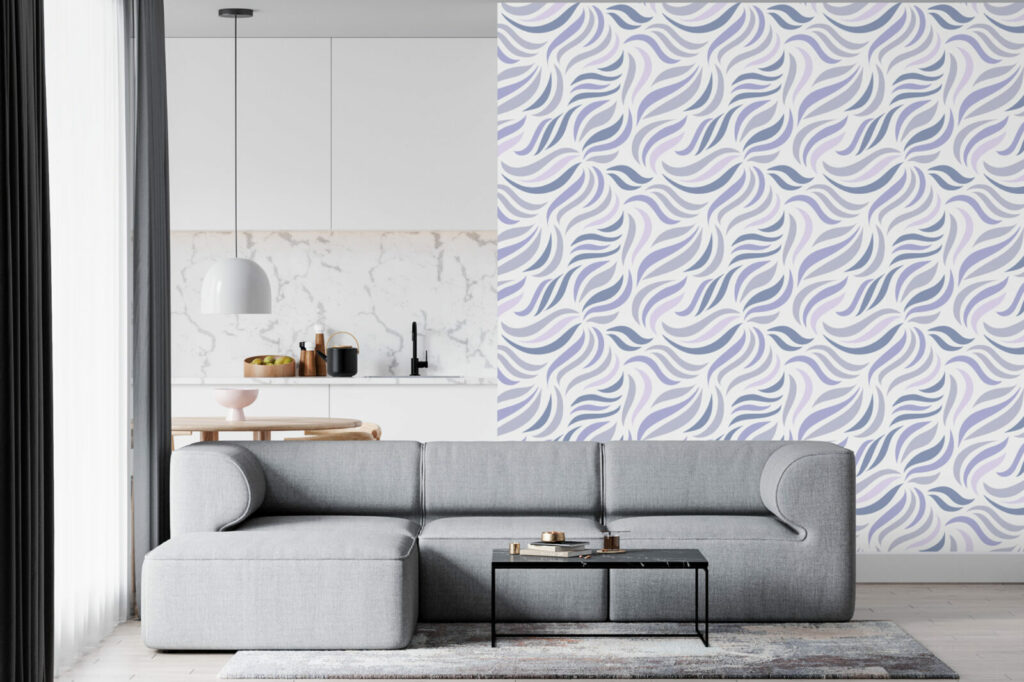 acheter une tapisserie pas cher motif floral abstrait salon - bleu