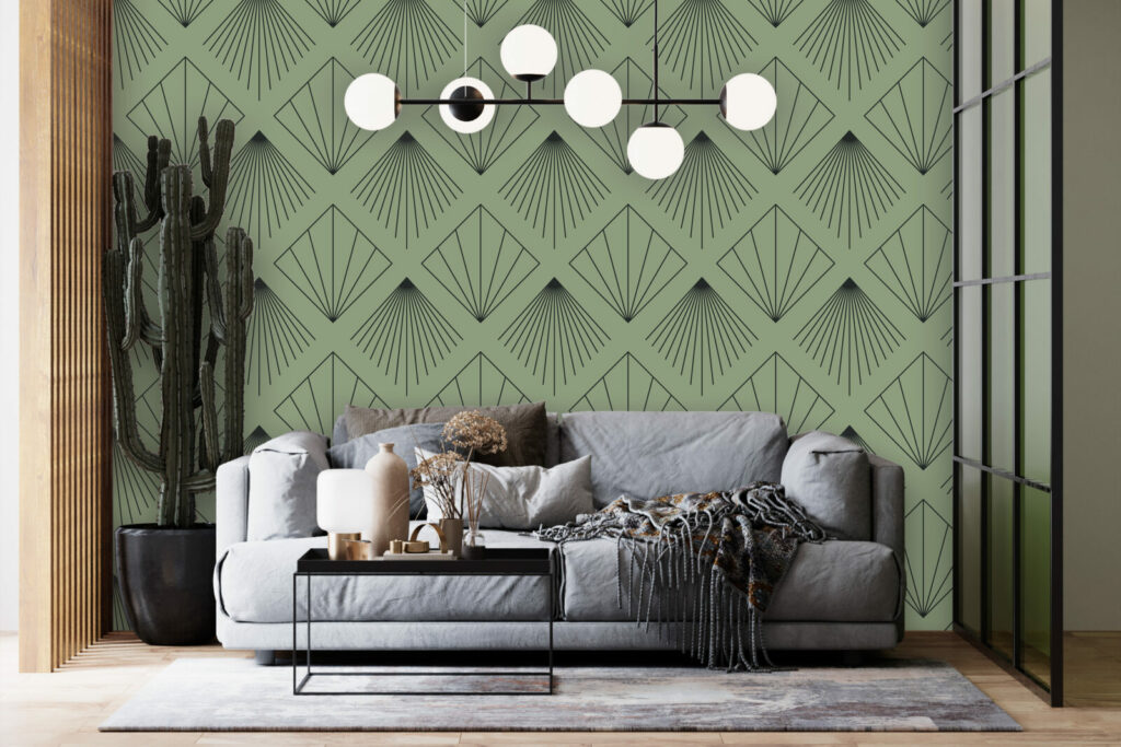 Décoration murale design art déco géométrique pas cher salon - vert