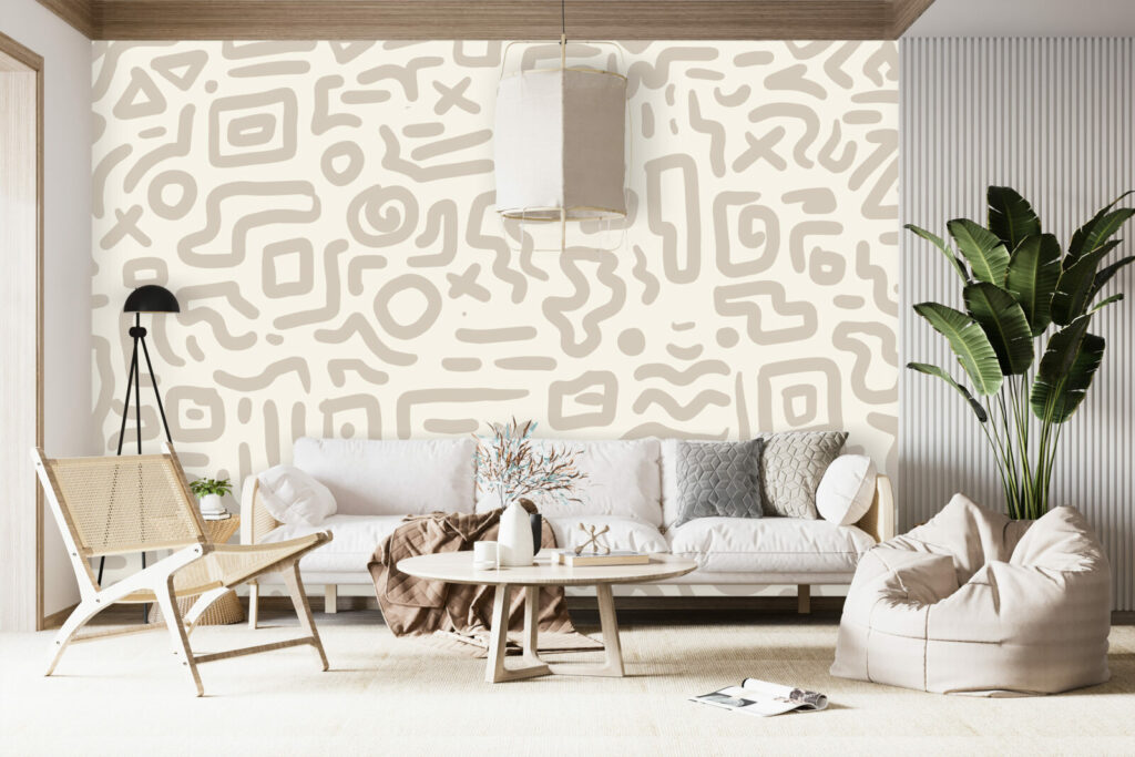 vente de collection murale abstraite tendance sur-mesure pas cher salon - beige