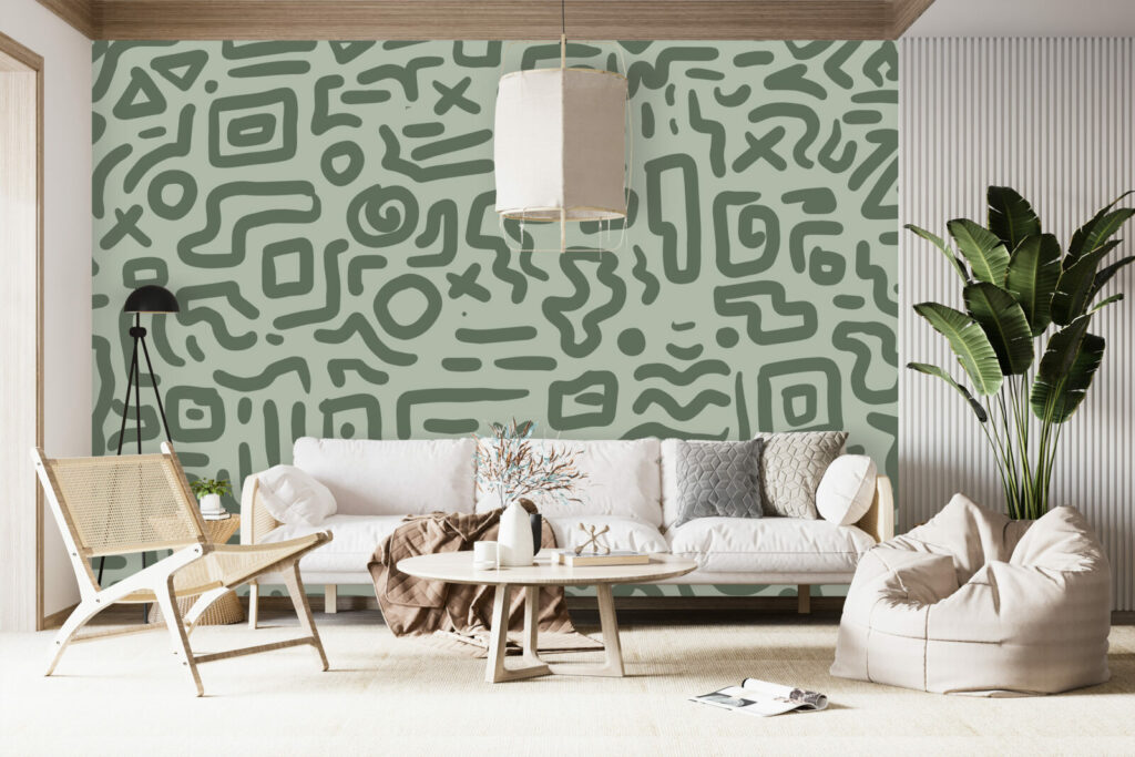 vente de collection murale abstraite tendance sur-mesure pas cher salon - kaki