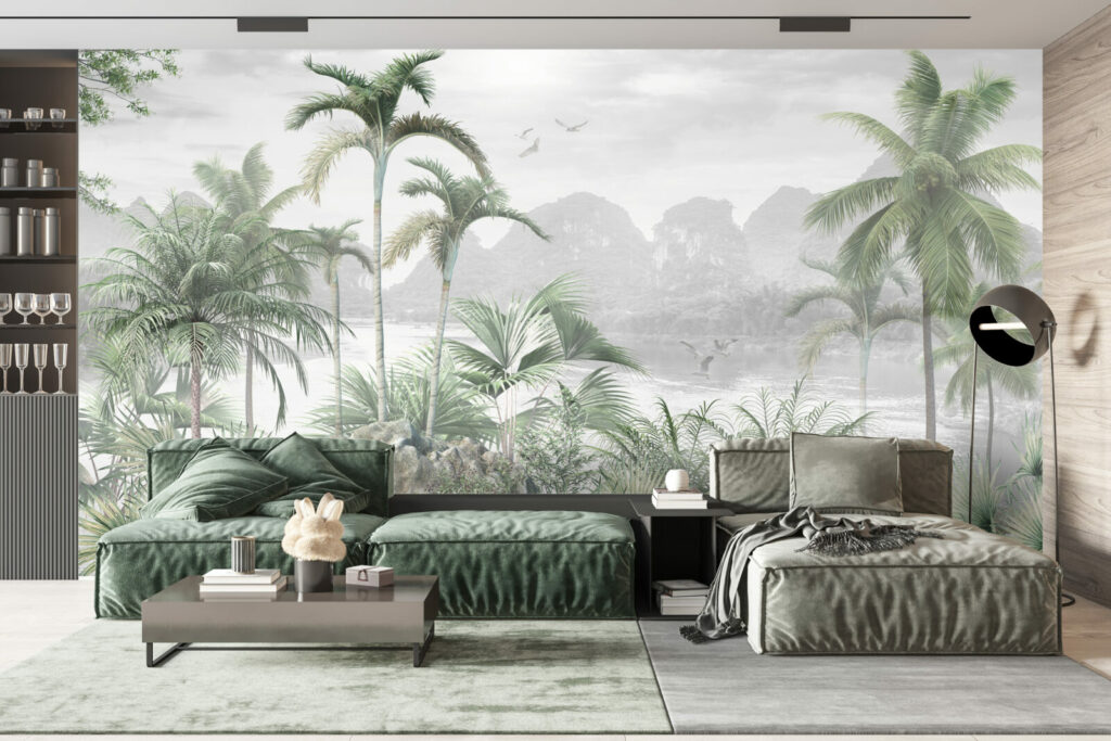 Fresque murale panoramique lac tropical tendance bon plan salon