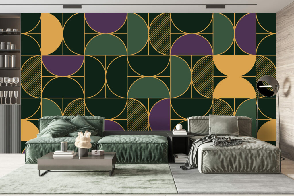 collection papier peint autocollant art déco sur-mesure pas cher pour salon détente