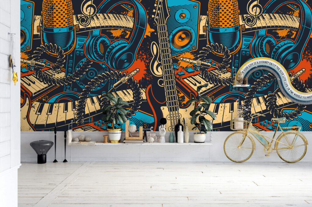 Tapisserie motif musique moderne personnalisable livraison gratuite entrée