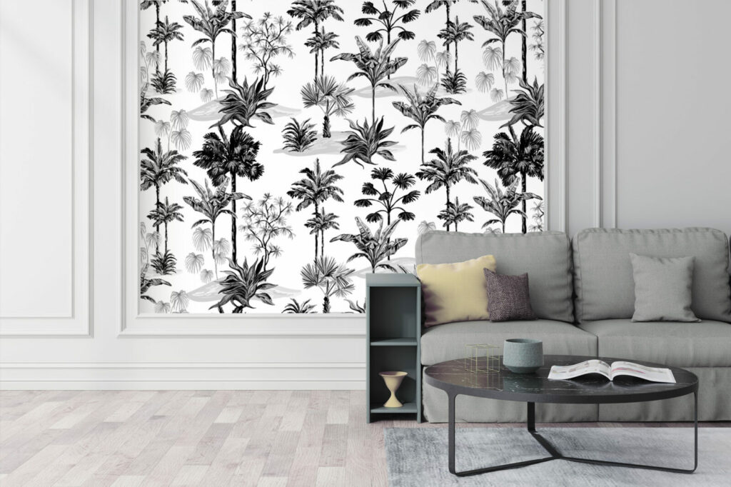 papier peint pré encollé tropical jungle personnalisable moins cher salon