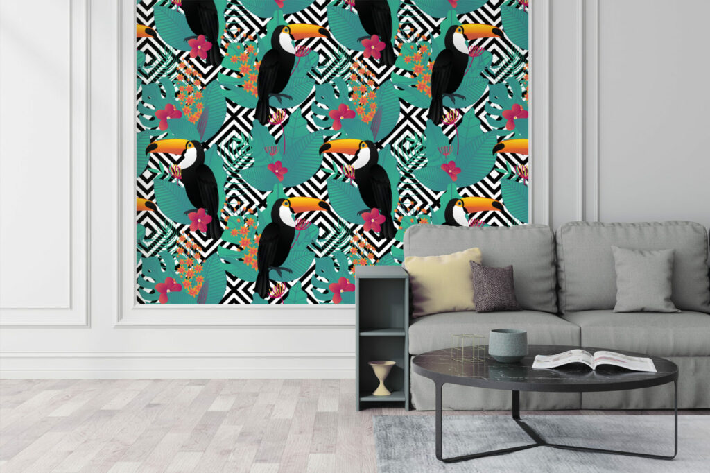 décoration murale autocollante motif toucan tropical design au meilleur prix salon