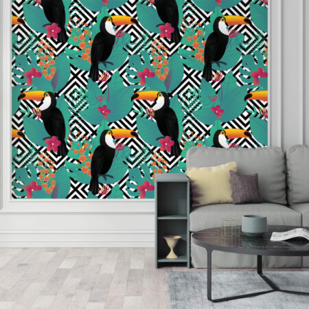 décoration murale autocollante motif toucan tropical design au meilleur prix salon
