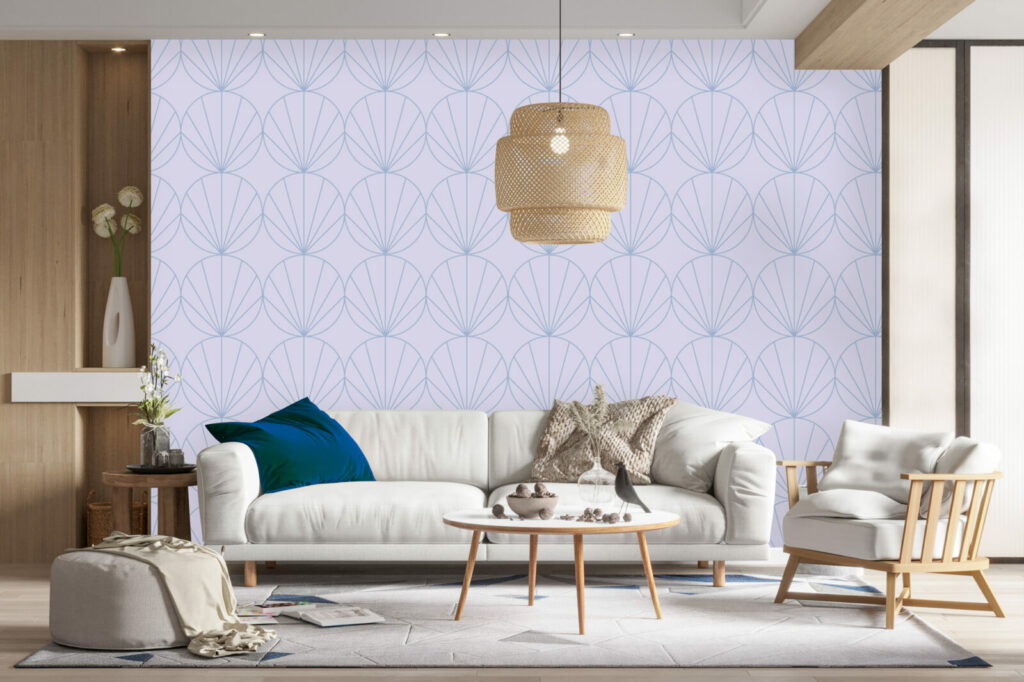 acheter papier peint vinyle motif géométrique moderne salon - lilas