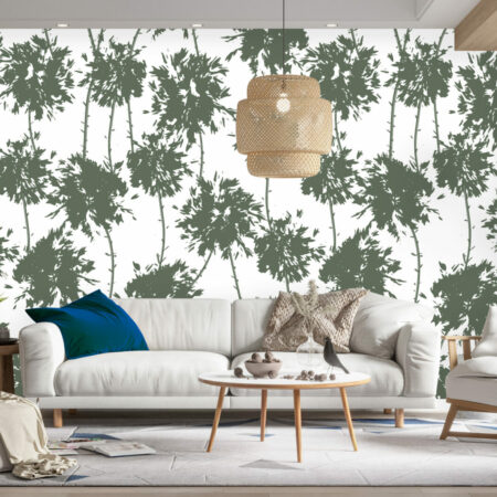 Papier peint pré encoller arbres abstrait salon - kaki