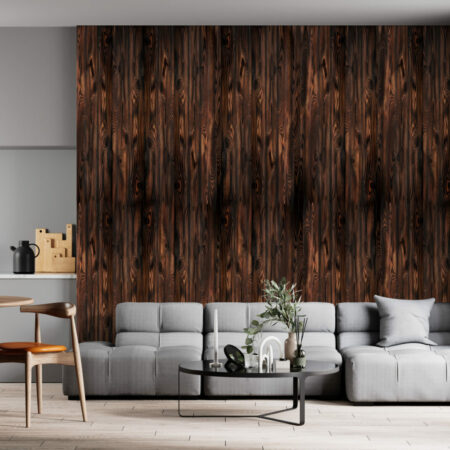 acheter tapisserie vinyle imprimée texture imitation bois encollé personnalisable haut de gamme pour salle à manger