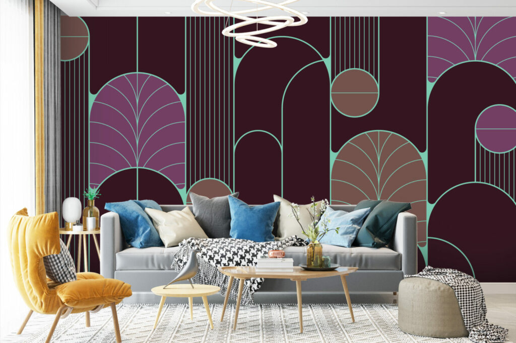 vinyle autocollant géométrique tendance coloniale personnalisable moins cher salon - prune