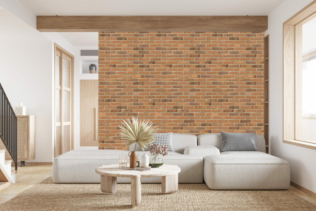 livraison rapide collection tapisserie encollée imitation brique style anglais tendance trompe l'œil sur-mesure prix abordable salon maison