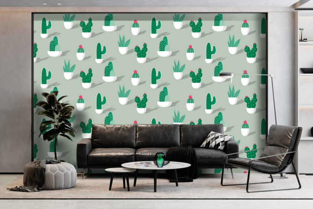 livraison gratuite fresque murale tapisserie repositionnable motif cactus et fleur Mexique sur-mesure meilleur prix maison salon