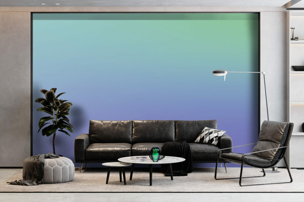 Papier peint intissé dégradé pop abordable salon - vert bleu