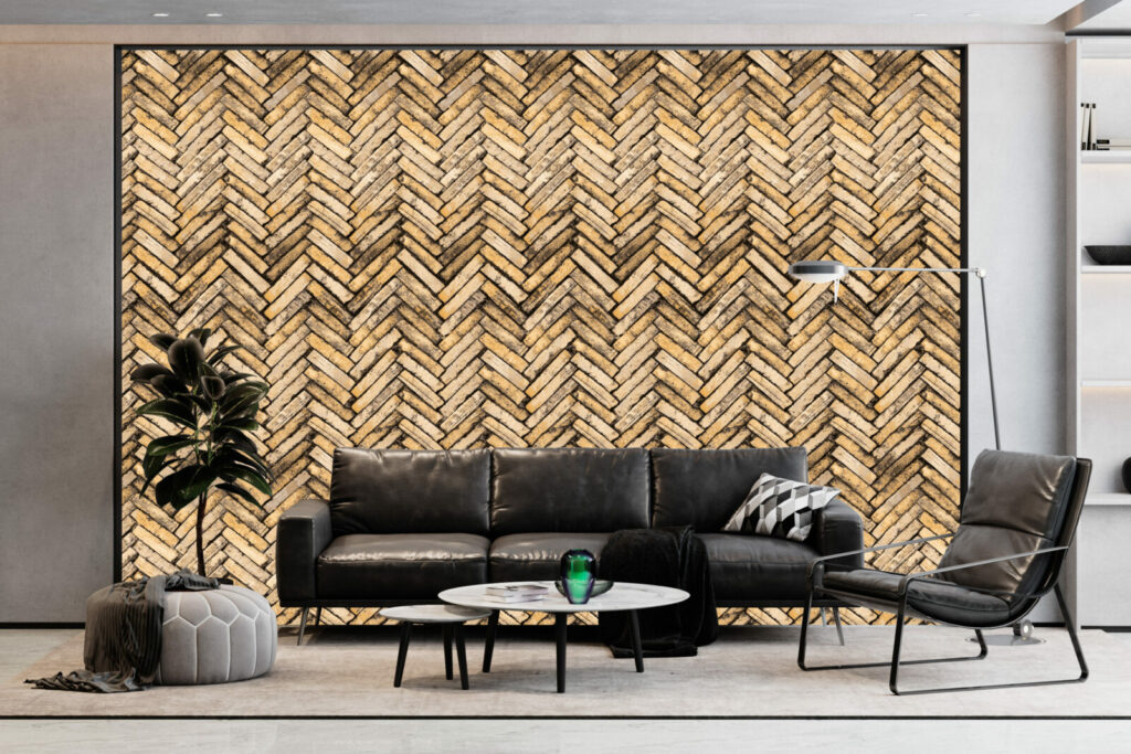 Papier peint texture parement style réaliste pierre naturelle pas cher salon