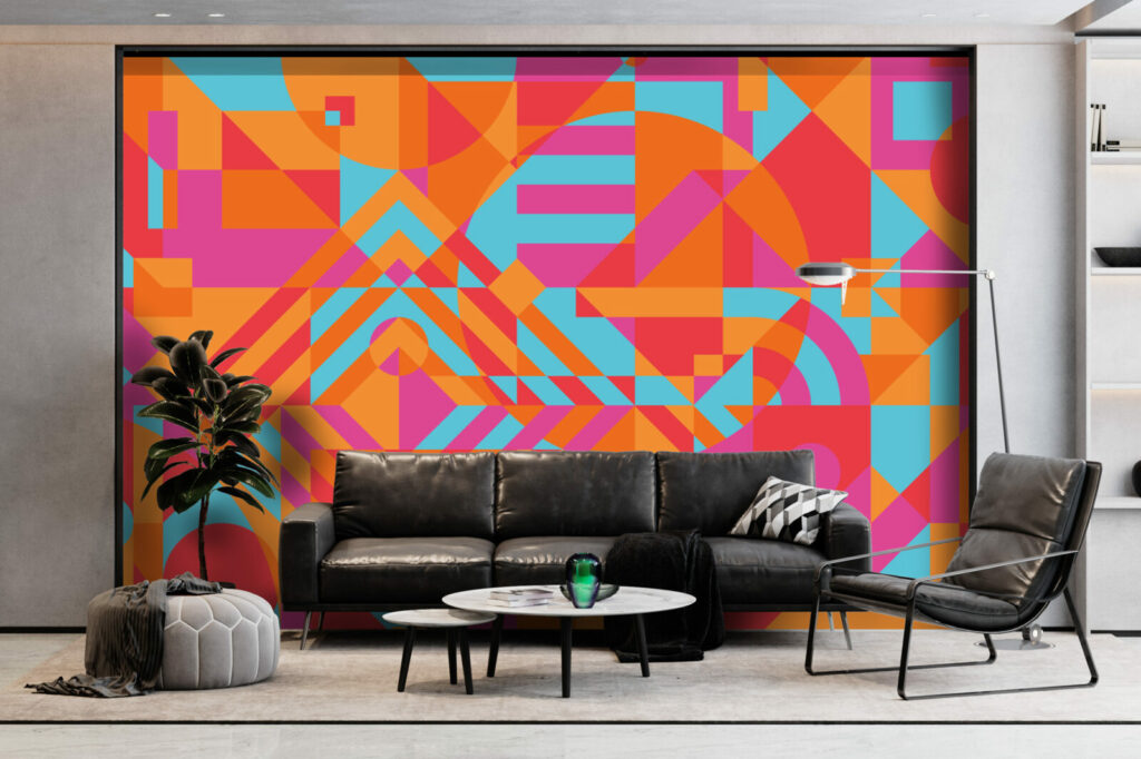 collection murale géométrique psychédélique original pas cher salon