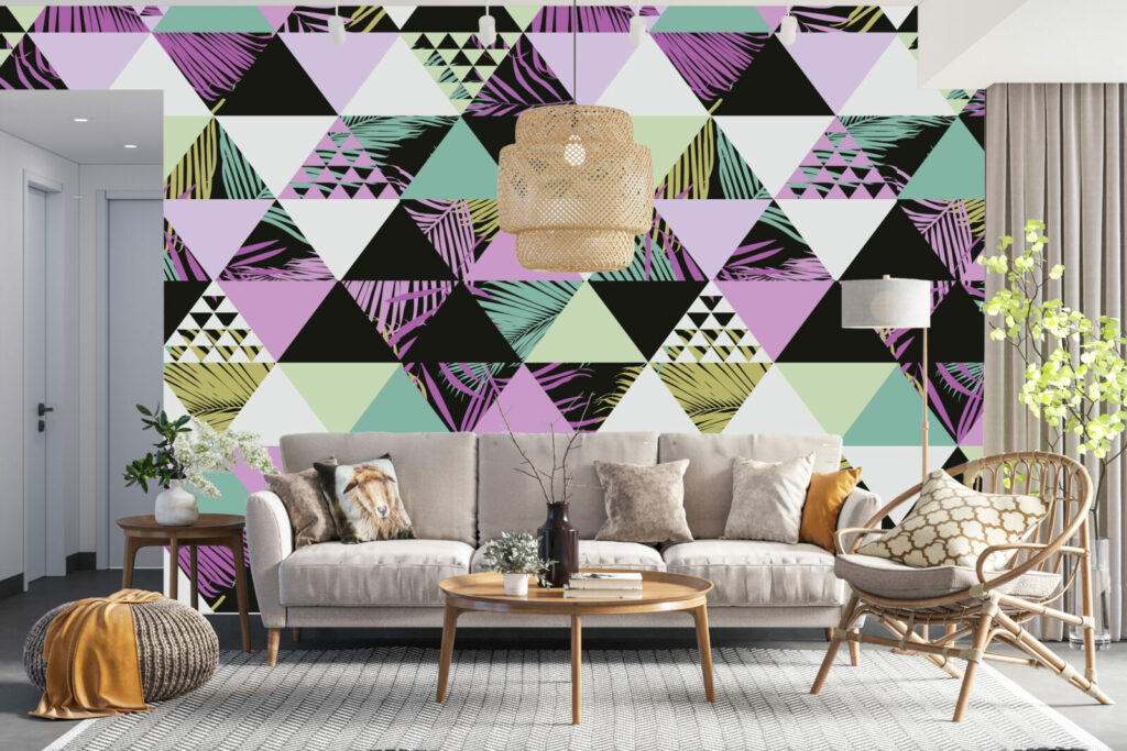 Déco mural tropical pas cher salon - mauve