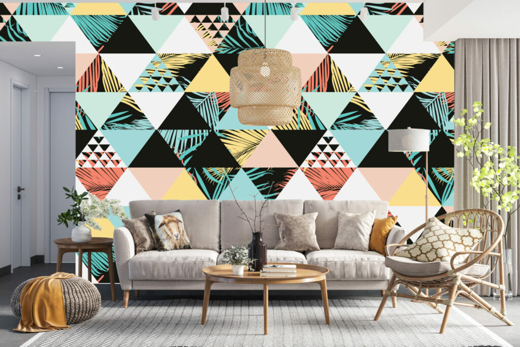 Déco mural tropical pas cher salon - Turquoise