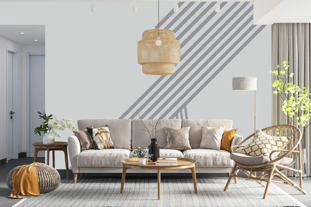 tapisserie mural pré encollé moderne et minimalist sur mesure livraison gratuite pièce de vie