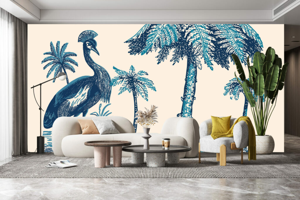 tapisserie panoramique paysage tropical jungle moderne haut de gamme salon