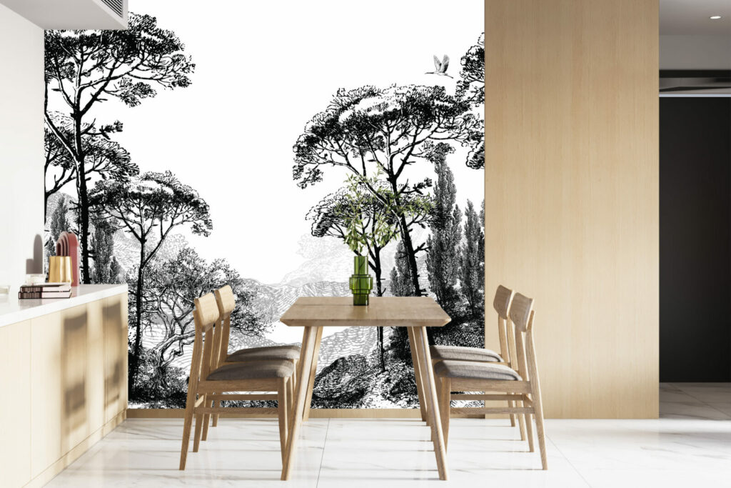 Plongez dans l'élégance intemporelle des côtes méditerranéennes avec notre papier peint panoramique