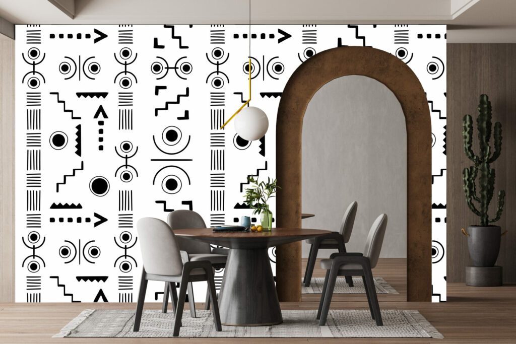 décoration murale motif ethnique moins chez wellpaper salle à manger noir