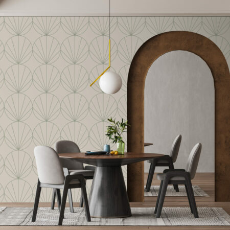 acheter papier peint vinyle motif géométrique moderne salle à manger - kaki