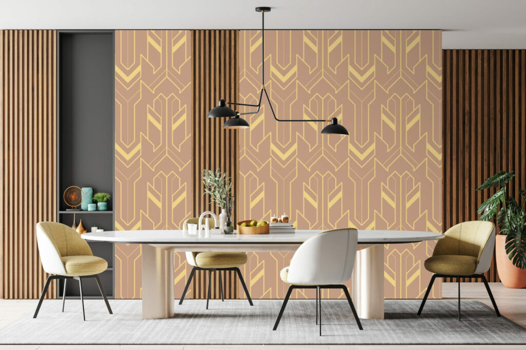 décoration murale géométrique moderne pas cher salle à magner - beige or