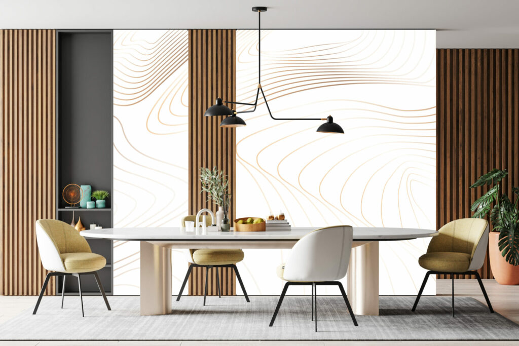 tapisserie intissé tendance minimaliste de ligne et ondulation pas cher salle à manger