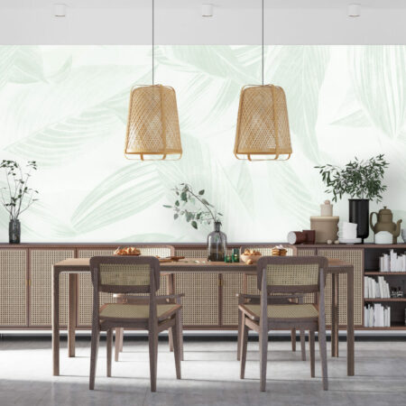 tapisserie vinyle feuillage abordable facile à coller salle à manger - vert
