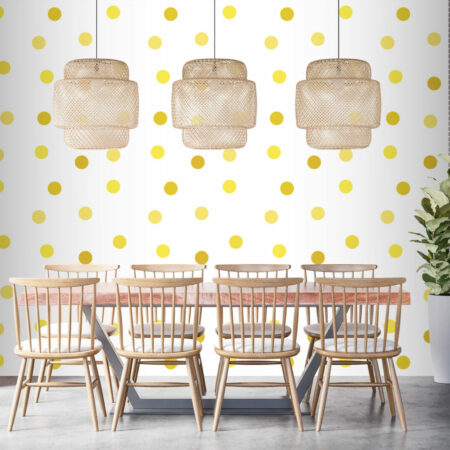 Stickers mural intérieur géométrique pois salle à manger - jaune