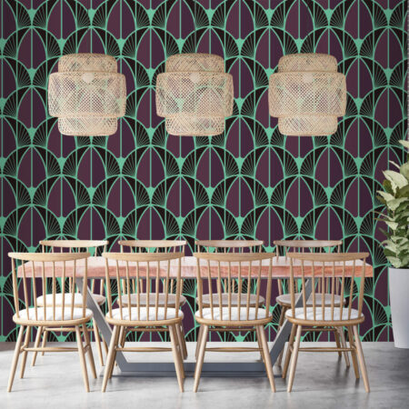 papier peint géométrique art déco pas cher salle à manger - violet