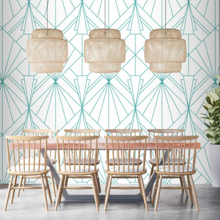 Papier peint mural géométrique tendance art deco pas cher salle à manger - vert