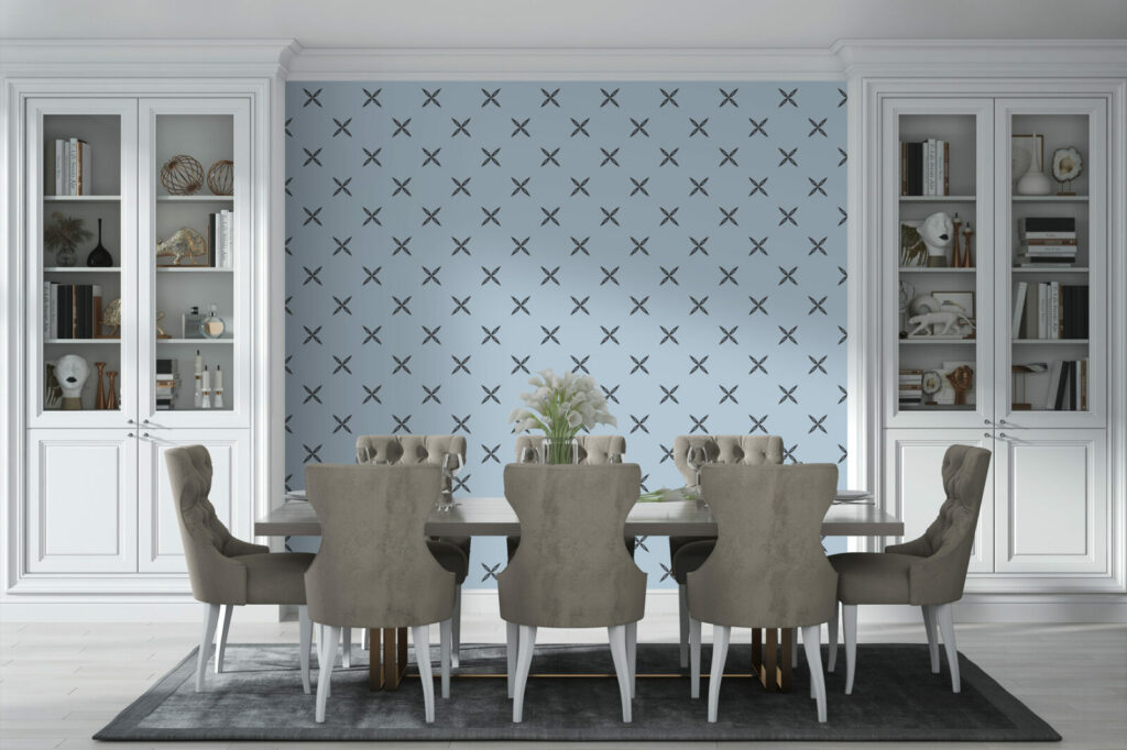 Papier peint imprimé floral bon marché salle à manger - bleu