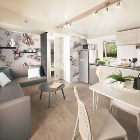 Papier peint pré encollé moderne et design perroquet jungle livraison gratuite mobil-home