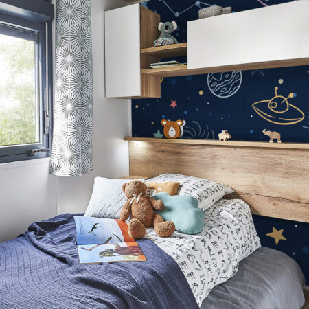 papier peint adhésif original motif de l'espace sur-mesure livraison gratuite mobil home chambre